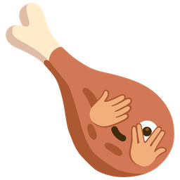 face with peeking eye and poultry leg