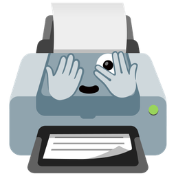 face with peeking eye and printer