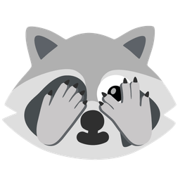 face with peeking eye and raccoon