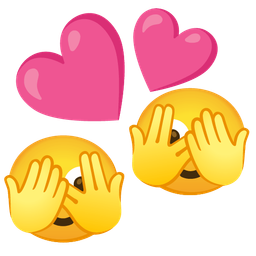 face with peeking eye and revolving hearts