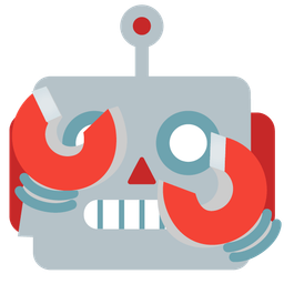 face with peeking eye and robot