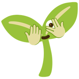 face with peeking eye and seedling