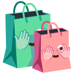 face with peeking eye and shopping bags