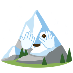 face with peeking eye and snow-capped mountain