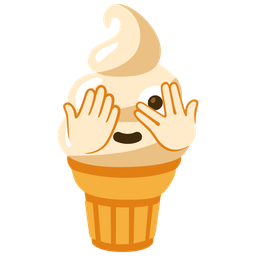 face with peeking eye and soft ice cream