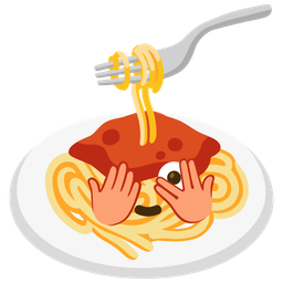 face with peeking eye and spaghetti