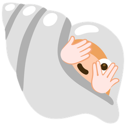 face with peeking eye and spiral shell