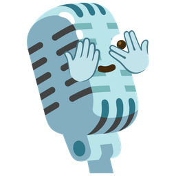 face with peeking eye and studio microphone