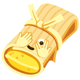 face with peeking eye and tamale