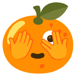 face with peeking eye and tangerine