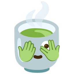 face with peeking eye and teacup without handle