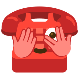 face with peeking eye and telephone