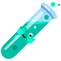 face with peeking eye and test tube