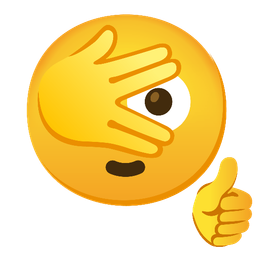 face with peeking eye and thumbs up