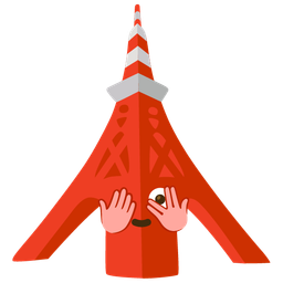 face with peeking eye and Tokyo tower