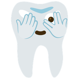 face with peeking eye and tooth