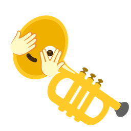 face with peeking eye and trumpet