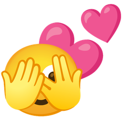 face with peeking eye and two hearts