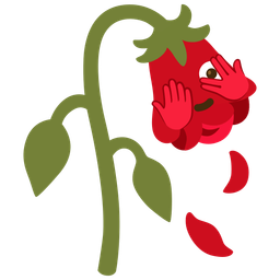 face with peeking eye and wilted flower