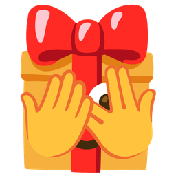 face with peeking eye and wrapped gift