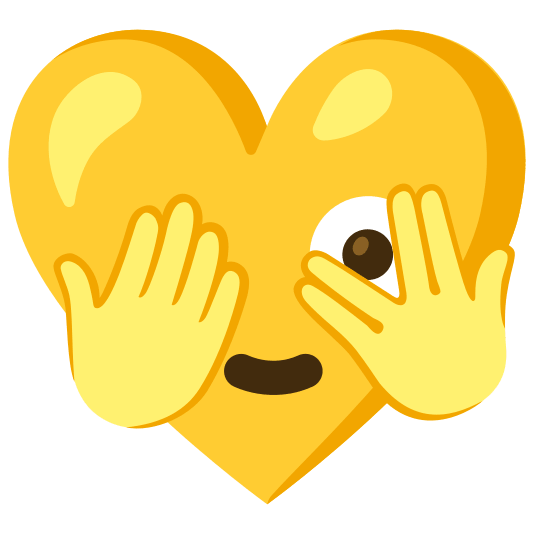 Face with peeking eye and Yellow heart