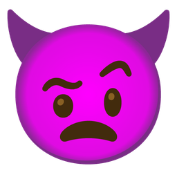 face with raised eyebrow and angry face with horns