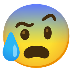 face with raised eyebrow and anxious face with sweat