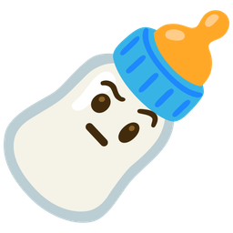 face with raised eyebrow and baby bottle