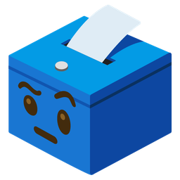 face with raised eyebrow and ballot box with ballot