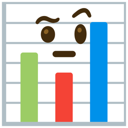 face with raised eyebrow and bar chart