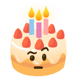 face with raised eyebrow and birthday cake