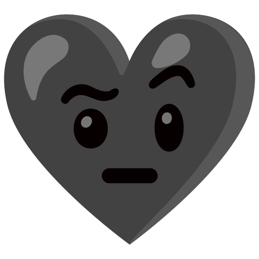Face with raised eyebrow and Black heart