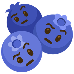 face with raised eyebrow and blueberries