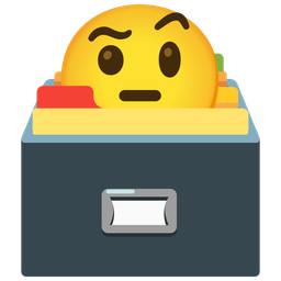 face with raised eyebrow and card file box