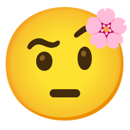 face with raised eyebrow and cherry blossom
