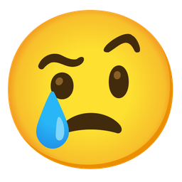 face with raised eyebrow and crying face
