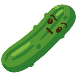 face with raised eyebrow and cucumber