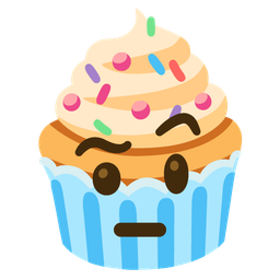 face with raised eyebrow and cupcake