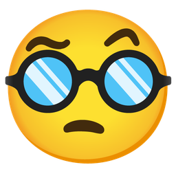 face with raised eyebrow and disguised face