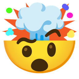 face with raised eyebrow and exploding head