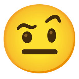 face with raised eyebrow and expressionless face