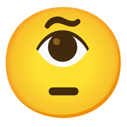 face with raised eyebrow and eye