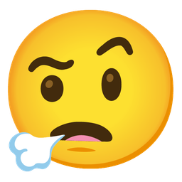 face with raised eyebrow and face exhaling