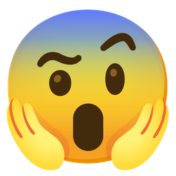 face with raised eyebrow and face screaming in fear