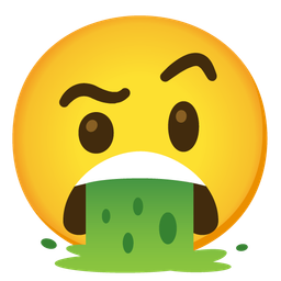 face with raised eyebrow and face vomiting