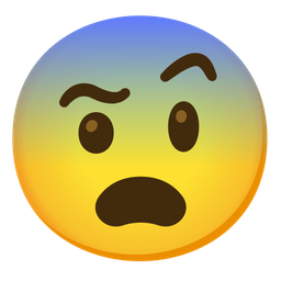 face with raised eyebrow and fearful face