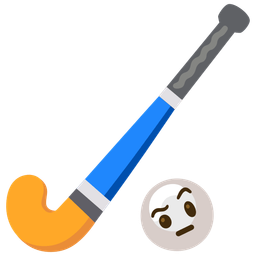 face with raised eyebrow and field hockey