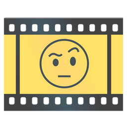 face with raised eyebrow and film frames