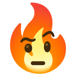 face with raised eyebrow and fire