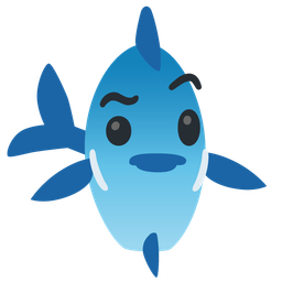 face with raised eyebrow and fish